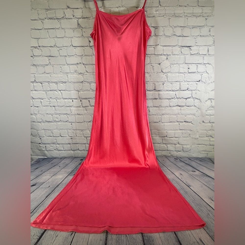 NWT Pistola Guava Pink Mari Satin Party Formal Wedding Square Neck Slip Dress L
